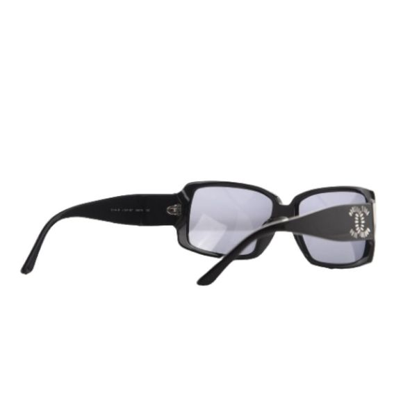 CHANEL Crystal Baguette CC 5114-B Rectangular Sunnies in Black on Black Caviar main image 6